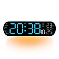 Remote Control Digital Display Atmosphere Light Wall Clock Living Room Decoration Clock, Color: Blue