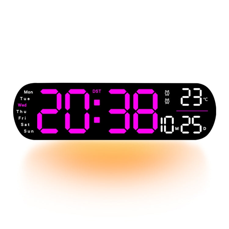 Remote Control Digital Display Atmosphere Light Wall Clock Living Room Decoration Clock, Color: Dark Pink