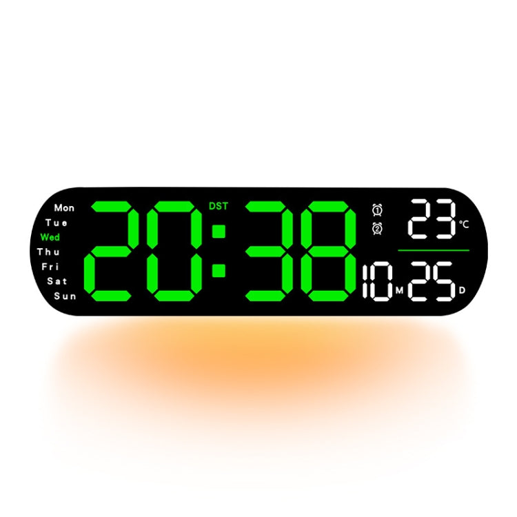 Remote Control Digital Display Atmosphere Light Wall Clock Living Room Decoration Clock, Color: Green