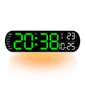 Remote Control Digital Display Atmosphere Light Wall Clock Living Room Decoration Clock, Color: Green