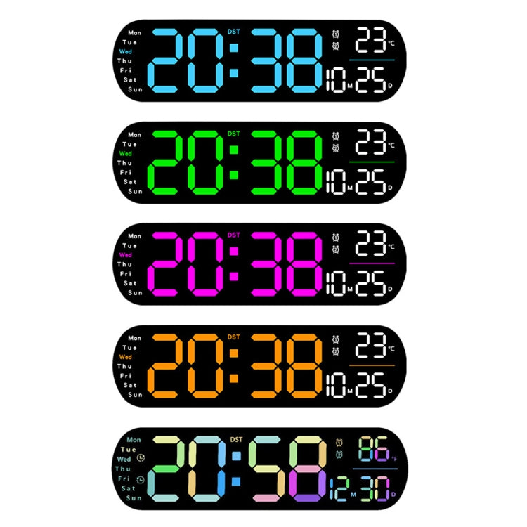Remote Control Digital Display Atmosphere Light Wall Clock Living Room Decoration Clock, Color: Blue