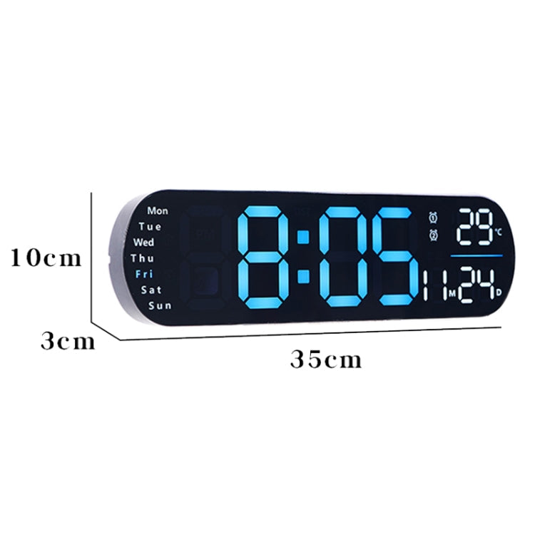 Remote Control Digital Display Atmosphere Light Wall Clock Living Room Decoration Clock, Color: Blue