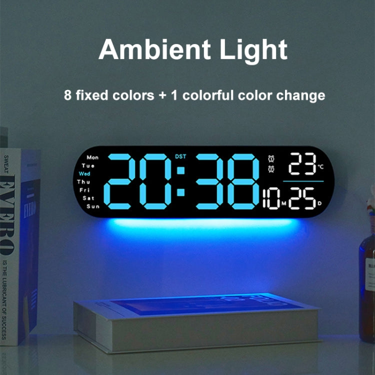Remote Control Digital Display Atmosphere Light Wall Clock Living Room Decoration Clock, Color: Green