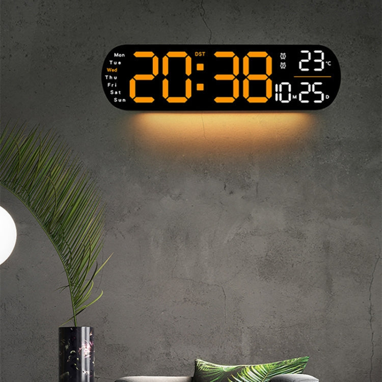 Remote Control Digital Display Atmosphere Light Wall Clock Living Room Decoration Clock, Color: Blue