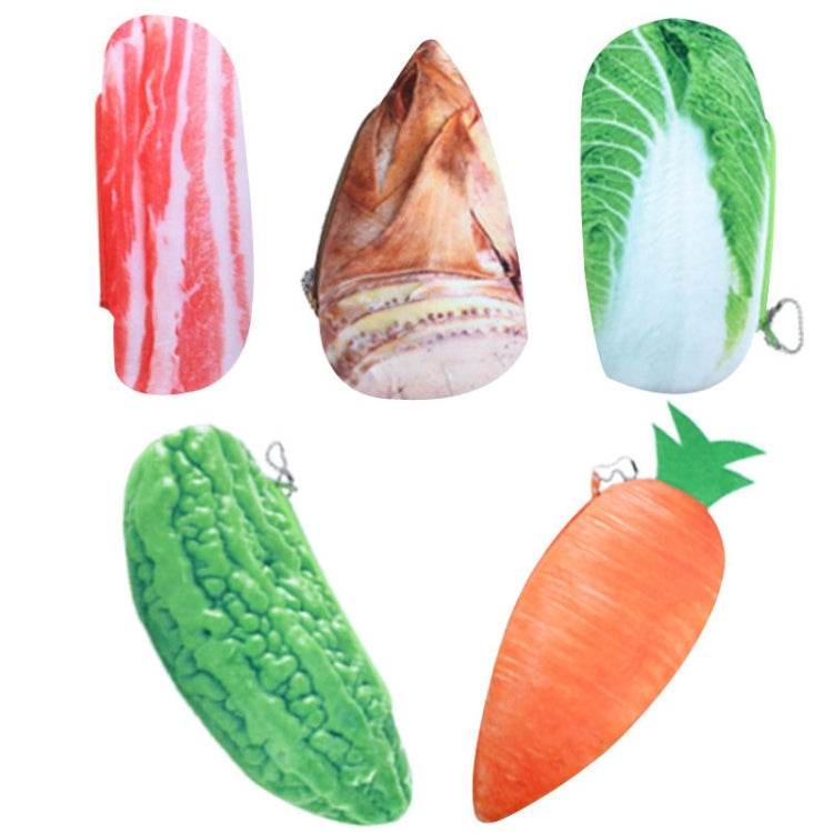 3D Simulation Ingredients Vegetable Plush Pencil Pouch Large Pen Case Student Stationery, Style: Bitter Melon