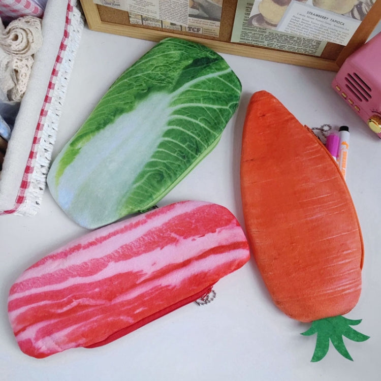 3D Simulation Ingredients Vegetable Plush Pencil Pouch Large Pen Case Student Stationery, Style: Cabbage