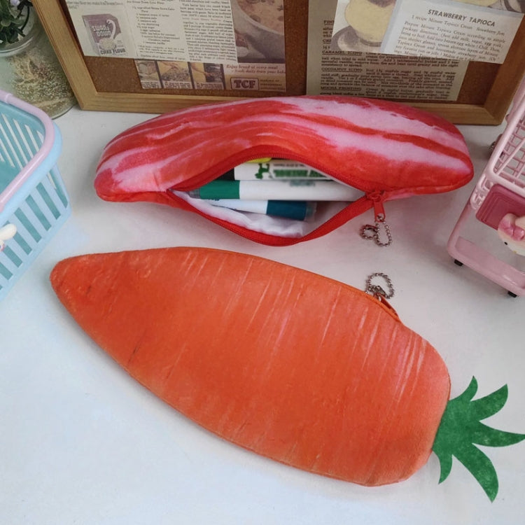 3D Simulation Ingredients Vegetable Plush Pencil Pouch Large Pen Case Student Stationery, Style: Bitter Melon