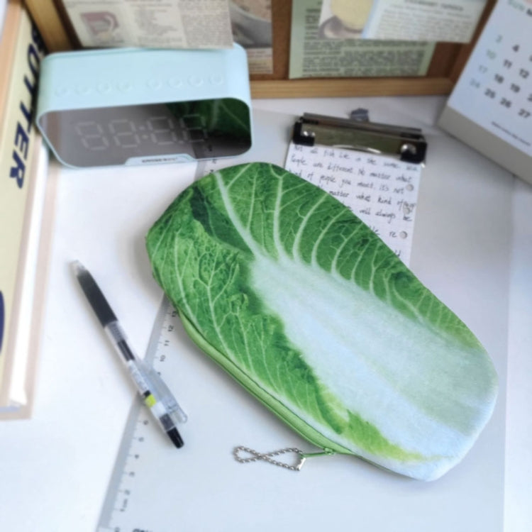 3D Simulation Ingredients Vegetable Plush Pencil Pouch Large Pen Case Student Stationery, Style: Cabbage
