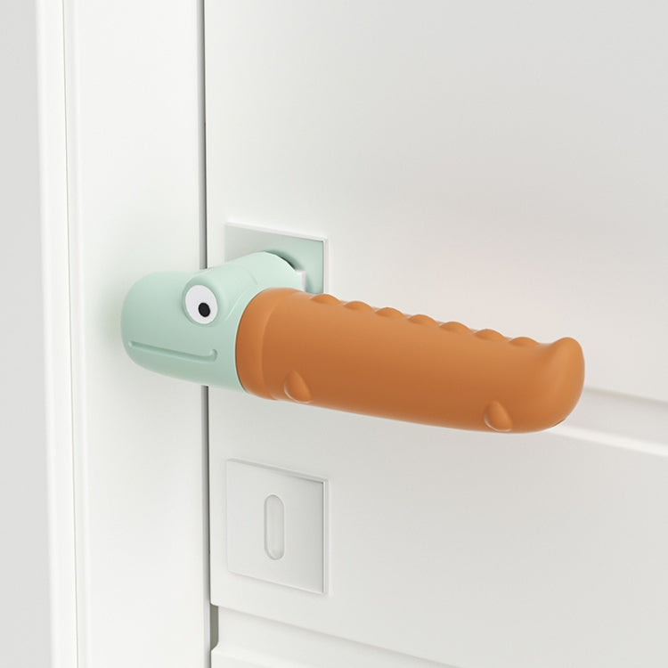 Silicone Door Handle Protector Children Anti-collision Door Pads, Spec: Crocodile-Wood Color