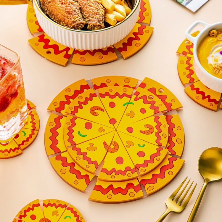 Silicone Insulated Table Placemat Pizza Shaped Bowl Mat PVC Coasters, Size: Large