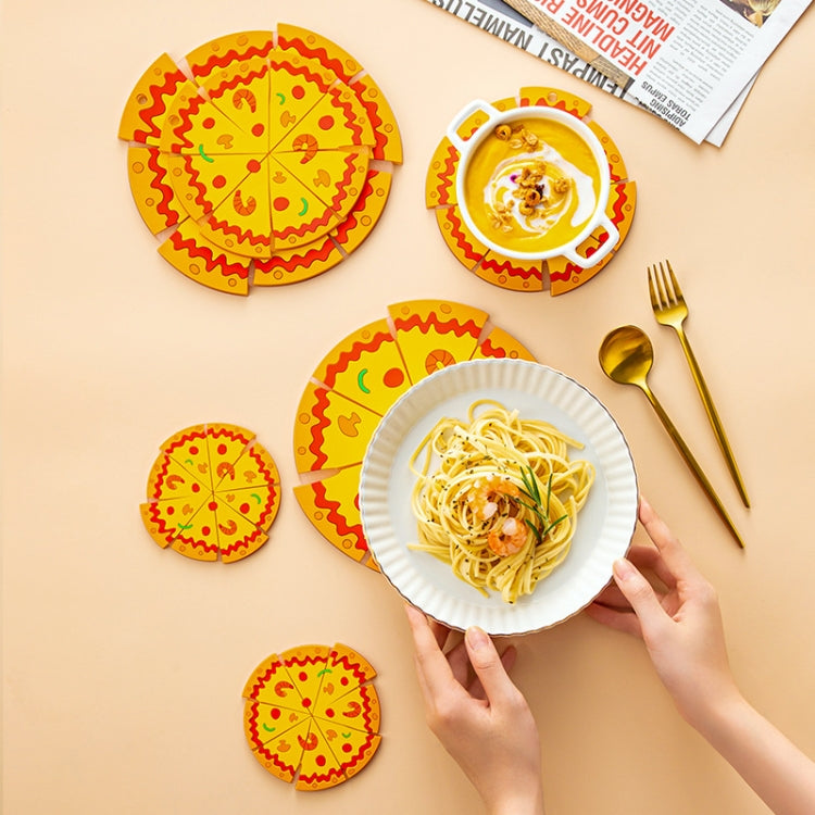 Silicone Insulated Table Placemat Pizza Shaped Bowl Mat PVC Coasters, Size: Large