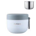 304 Stainless Steel Insulated Soup Bowl Oatmeal Breakfast Cup Portable Lunch Box, Color: 600ml White