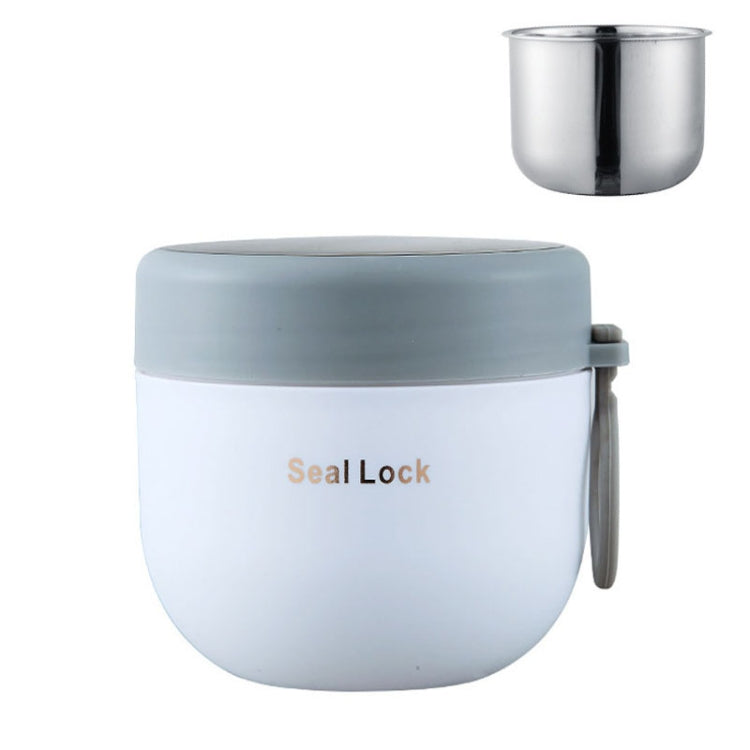 304 Stainless Steel Insulated Soup Bowl Oatmeal Breakfast Cup Portable Lunch Box, Color: 800ml White