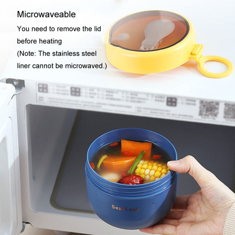 304 Stainless Steel Insulated Soup Bowl Oatmeal Breakfast Cup Portable Lunch Box, Color: 600ml Blue