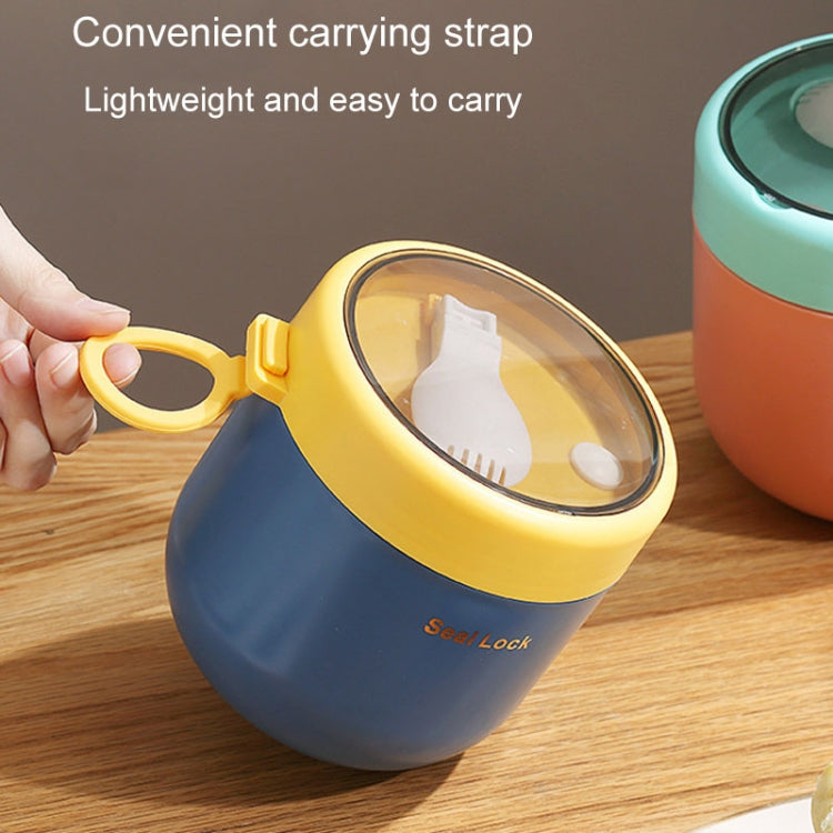 304 Stainless Steel Insulated Soup Bowl Oatmeal Breakfast Cup Portable Lunch Box, Color: 600ml Blue