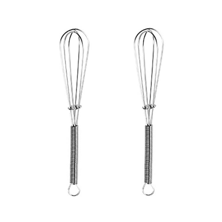 2pcs Household Manual Spring Beater Handheld Stainless Steel Mini Whisk, Size: 7 inch