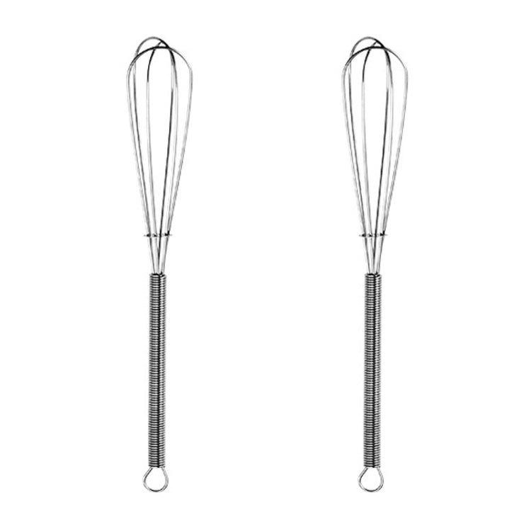 2pcs Household Manual Spring Beater Handheld Stainless Steel Mini Whisk, Size: 8 inch
