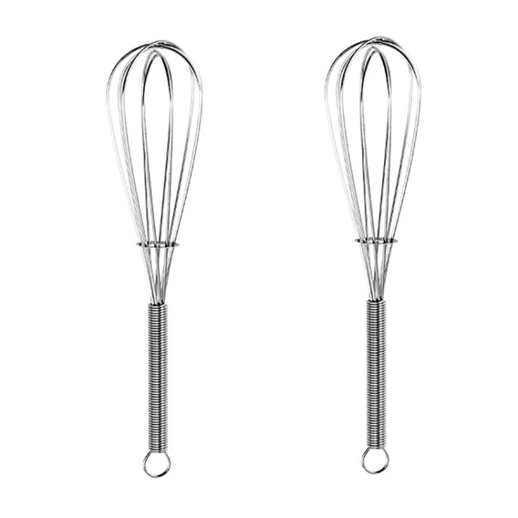2pcs Household Manual Spring Beater Handheld Stainless Steel Mini Whisk, Size: 10 inch