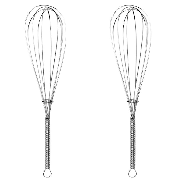 2pcs Household Manual Spring Beater Handheld Stainless Steel Mini Whisk, Size: 12 inch