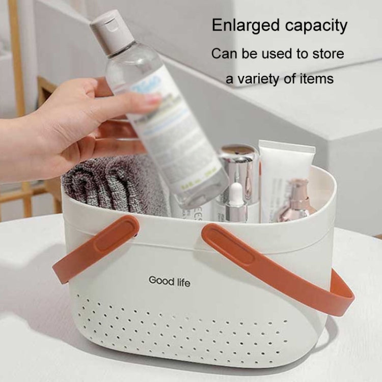 Silicone Portable Wash Basket Bathroom Storage Drainage Shower Shelf Basket(White)