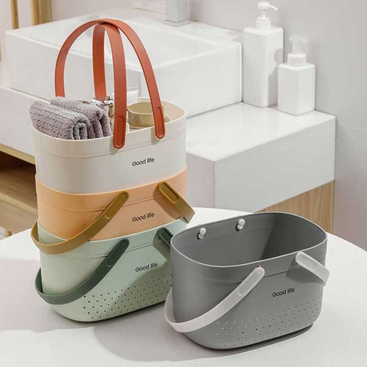 Silicone Portable Wash Basket Bathroom Storage Drainage Shower Shelf Basket(White)