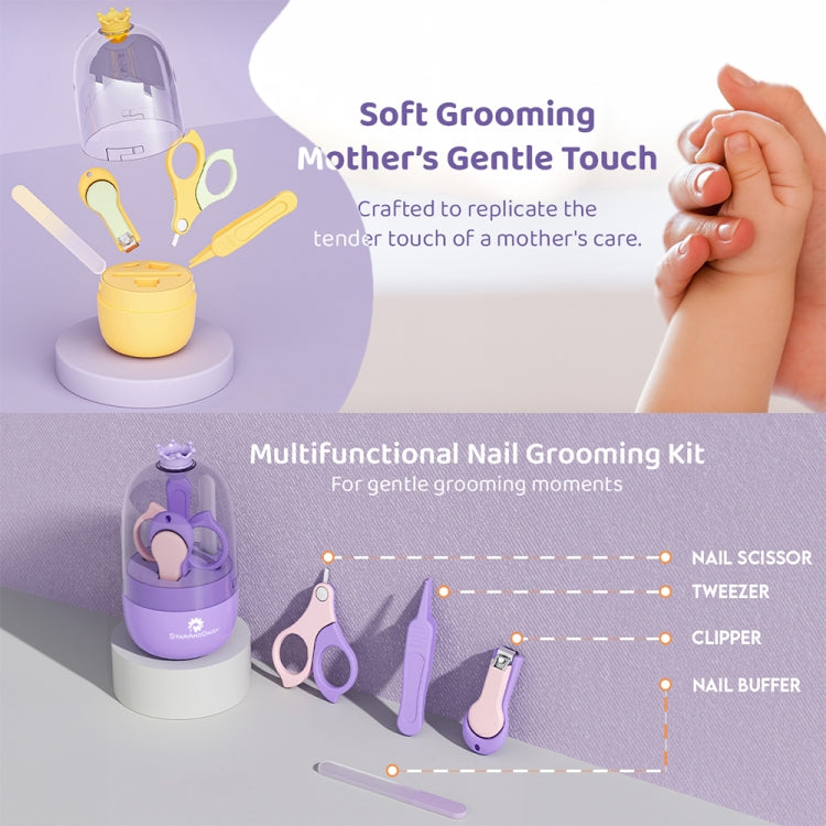 4-In-1 Infant Nails Clippers Newborn Cleaning Care Set(Purple)