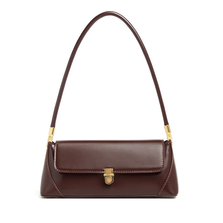 Women Vintage Baguette Armpit Bag Shoulder Handbag(Red Brown)