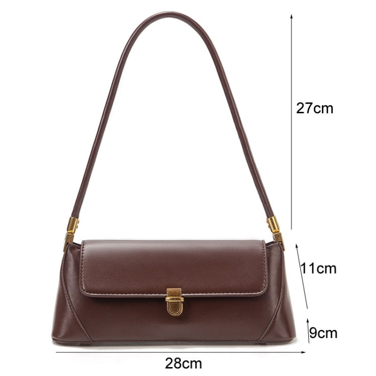Women Vintage Baguette Armpit Bag Shoulder Handbag(Red Brown)