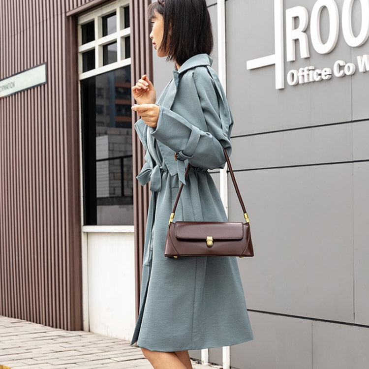 Women Vintage Baguette Armpit Bag Shoulder Handbag(Olive Black)