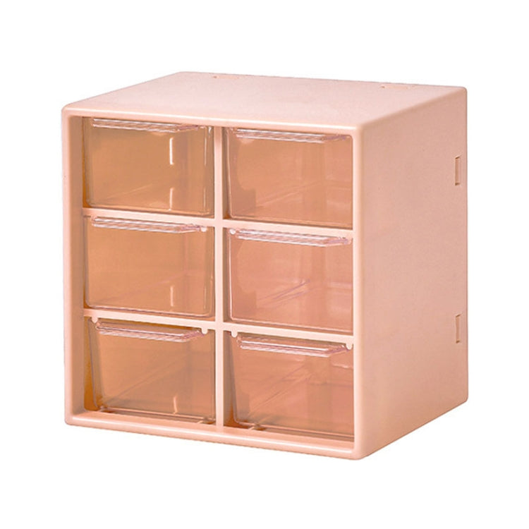 Transparent Desktop Small Objects Compartment Drawer Organizer Hair Accessories Storage Case, Color: 6 Grids Pink