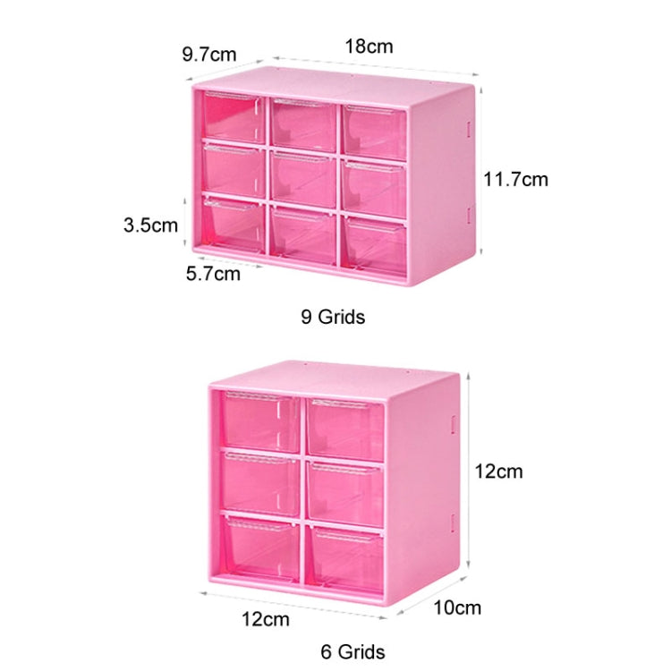 Transparent Desktop Small Objects Compartment Drawer Organizer Hair Accessories Storage Case, Color: 6 Grids Rose