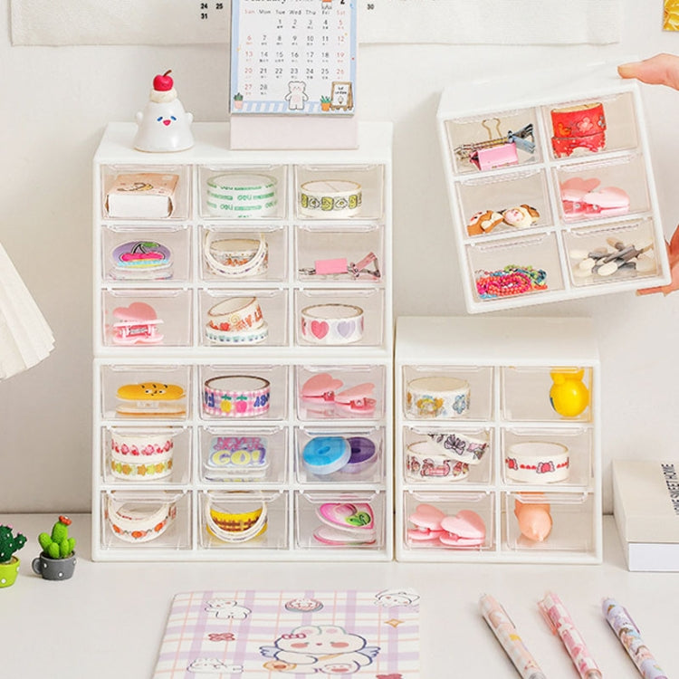 Transparent Desktop Small Objects Compartment Drawer Organizer Hair Accessories Storage Case, Color: 9 Grids Pink