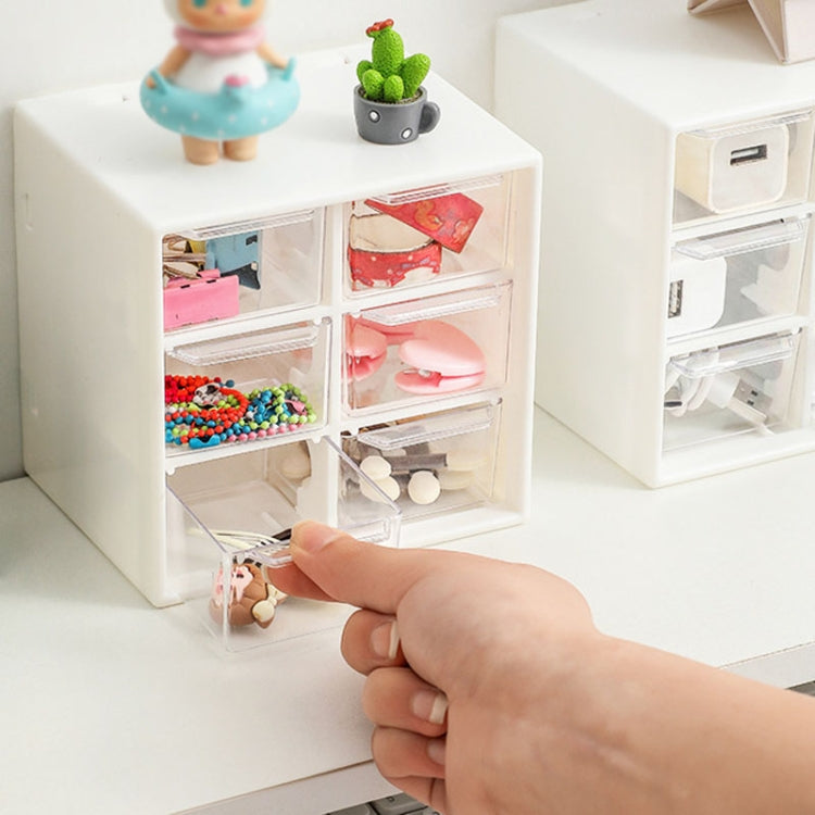 Transparent Desktop Small Objects Compartment Drawer Organizer Hair Accessories Storage Case, Color: 6 Grids Rose