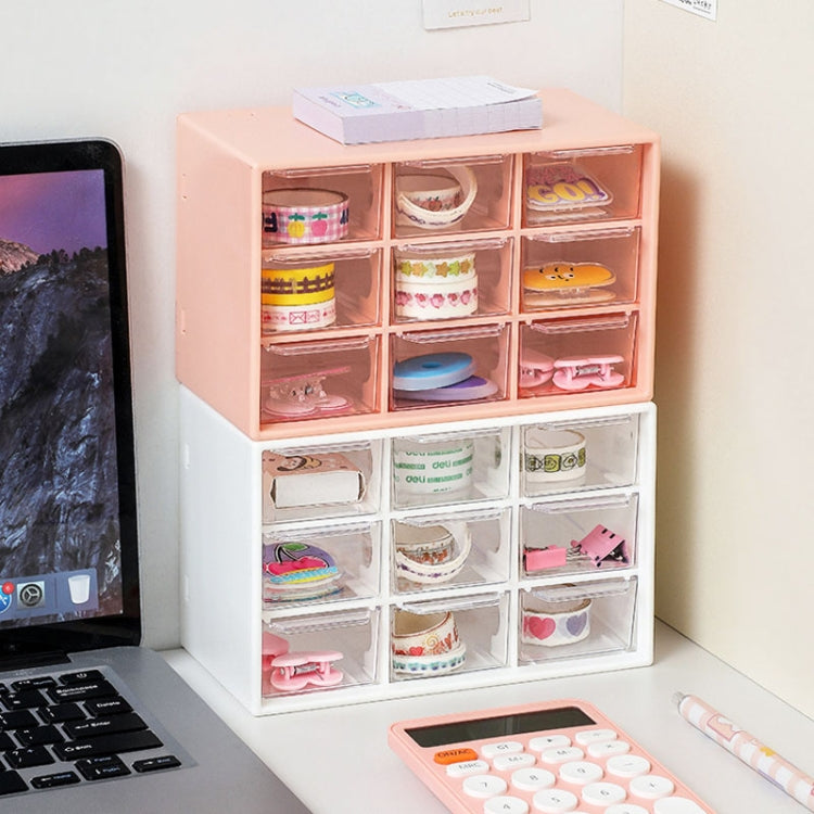 Transparent Desktop Small Objects Compartment Drawer Organizer Hair Accessories Storage Case, Color: 9 Grids Pink