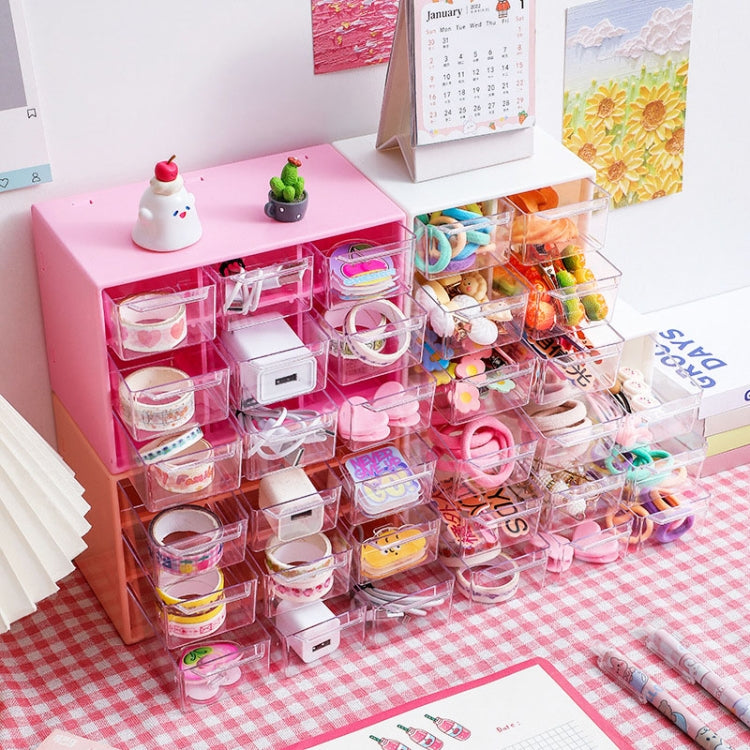 Transparent Desktop Small Objects Compartment Drawer Organizer Hair Accessories Storage Case, Color: 6 Grids Pink