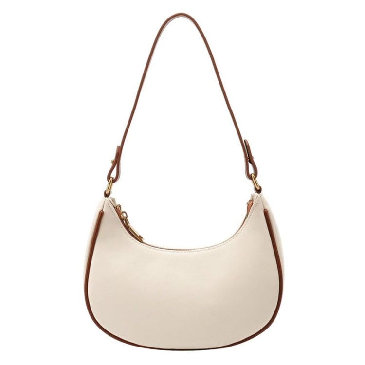 Niche Crescent Women Armpit Bag Single Shoulder Handbag(Beige With Brown)