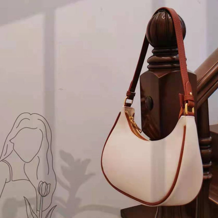 Niche Crescent Women Armpit Bag Single Shoulder Handbag(Black)