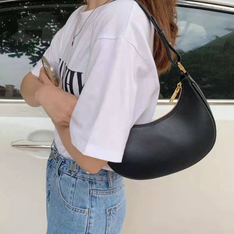 Niche Crescent Women Armpit Bag Single Shoulder Handbag(Black)