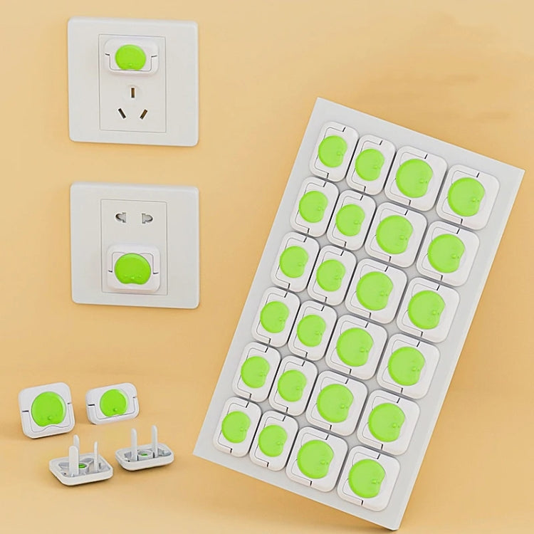 24pcs /Pack Children Anti-Shock Swivel Socket Protective Cap Power Jack Cover(Green)