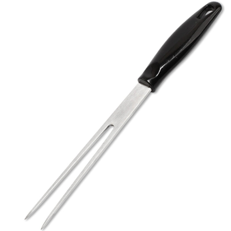 Outdoor Stainless Steel Barbecue Fork Food PP Handle Meat Spork(Black)
