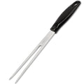 Outdoor Stainless Steel Barbecue Fork Food PP Handle Meat Spork(Black)