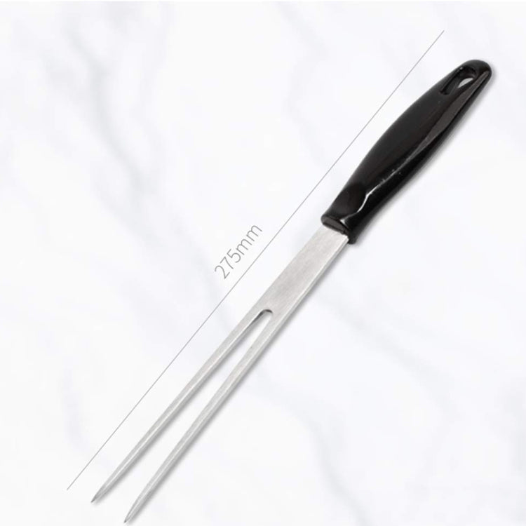 Outdoor Stainless Steel Barbecue Fork Food PP Handle Meat Spork(Black)