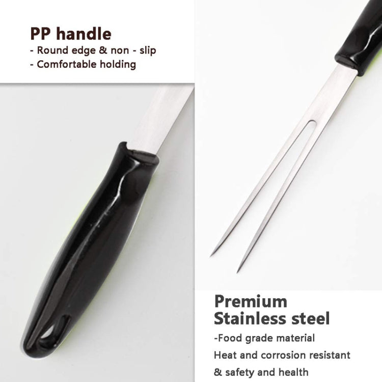Outdoor Stainless Steel Barbecue Fork Food PP Handle Meat Spork(Black)