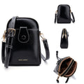 Baellerry N8925 Oil Wax Leather Double Zipper Mobile Phone Bag Shoulder Crossbody Coin Purse(Black)