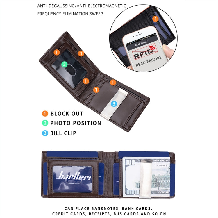 Baellerry RFID Anti-Theft Multi-Card Slot Contrasting Color Wallet Card Holder(Coffee)