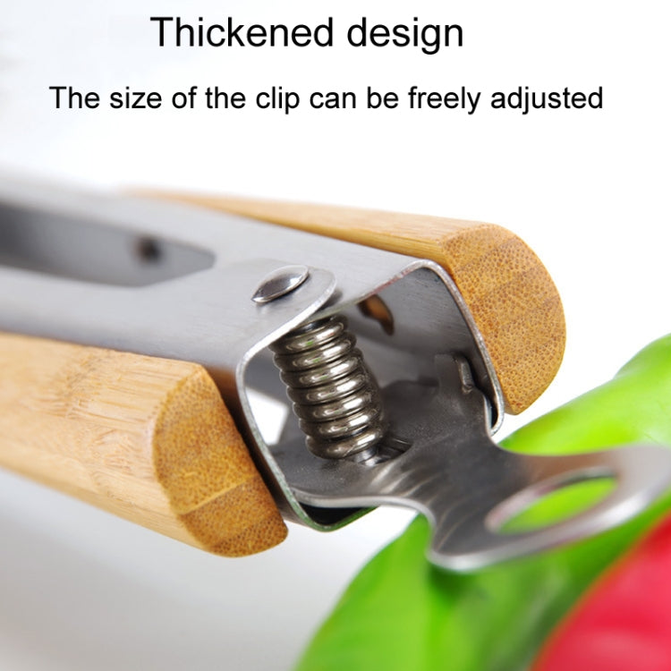 Household Stainless Steel Food Clip Kitchen Baking Barbecue Clamp, Model: Acacia Wooden Handle