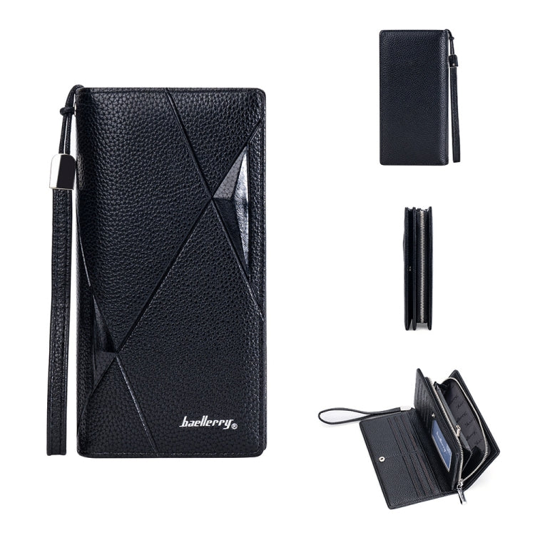 Baellerry S1240 Lychee Pattern Business Casual Zipper Long Wallet Multi-card Slot Clutch Bag(Black)