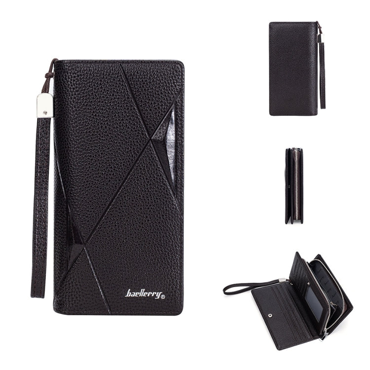 Baellerry S1240 Lychee Pattern Business Casual Zipper Long Wallet Multi-card Slot Clutch Bag(Coffee)