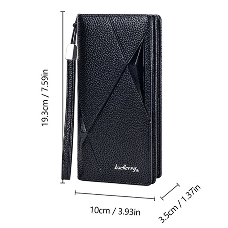 Baellerry S1240 Lychee Pattern Business Casual Zipper Long Wallet Multi-card Slot Clutch Bag(Black)