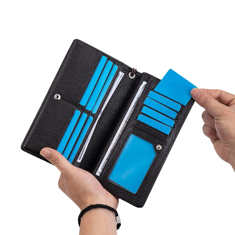 Baellerry S1240 Lychee Pattern Business Casual Zipper Long Wallet Multi-card Slot Clutch Bag(Coffee)